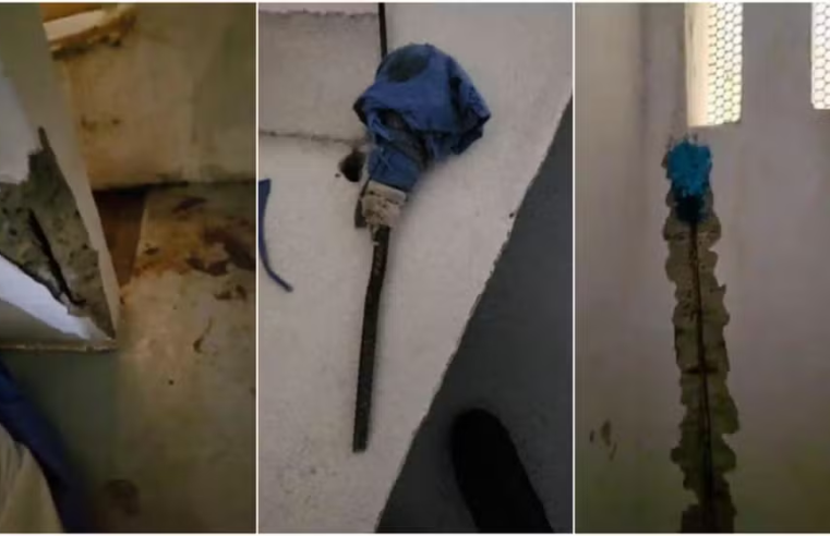 Presos que fugiram de presídio tiraram barras de ferro da parede para usar como ferramenta