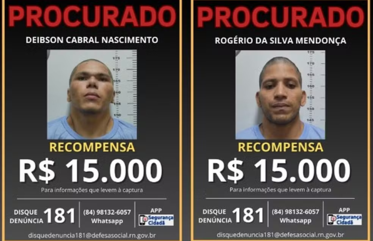 PF anuncia recompensa de até R$ 30 mil por informações sobre fugitivos