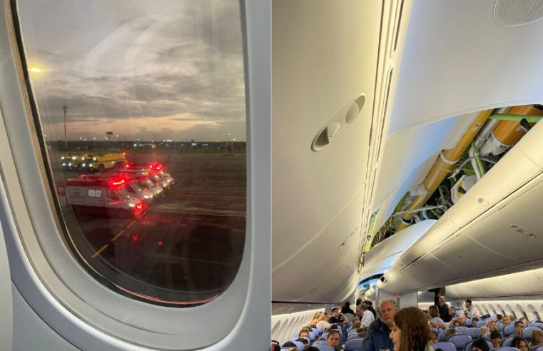 Passageira diz que pessoas ‘voaram’ para o teto do avião durante turbulência