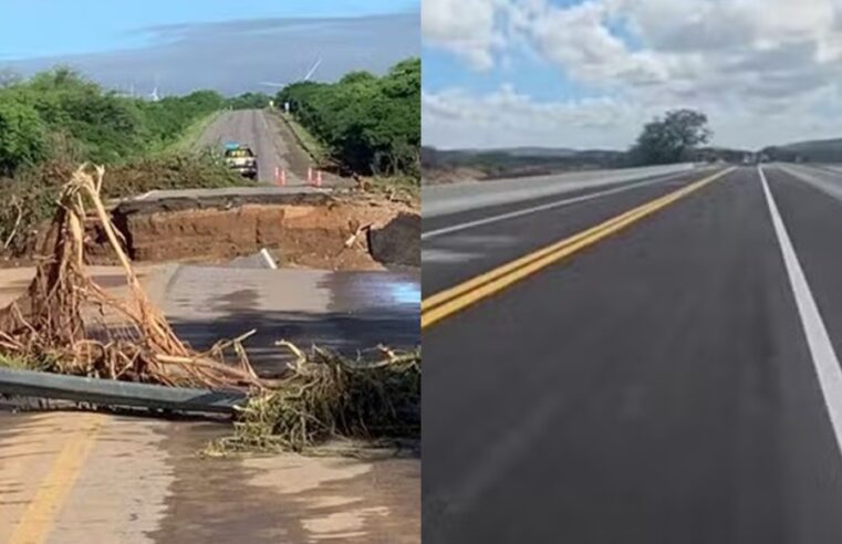 Ponte que foi destruída por enxurrada na BR-304 é reconstruída e inaugurada