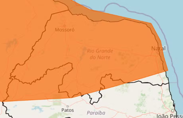 Inmet publica novo aviso de chuvas intensas no RN nesta segunda-feira