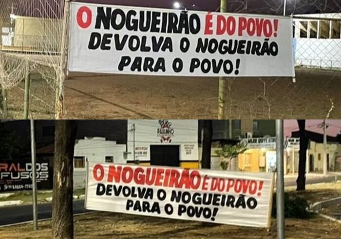 ‘Devolva o Nogueirão para o povo’, dizem faixas após projeto de permuta