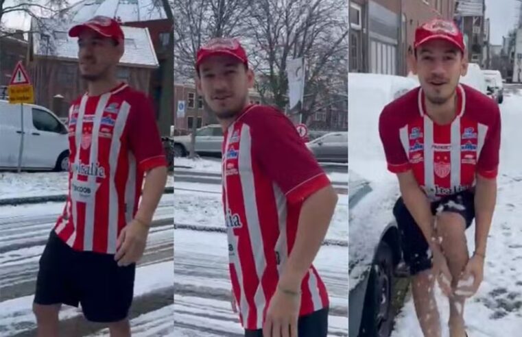 Mossoroense viraliza ao caminhar de bermuda e chinelo na neve em Amsterdã