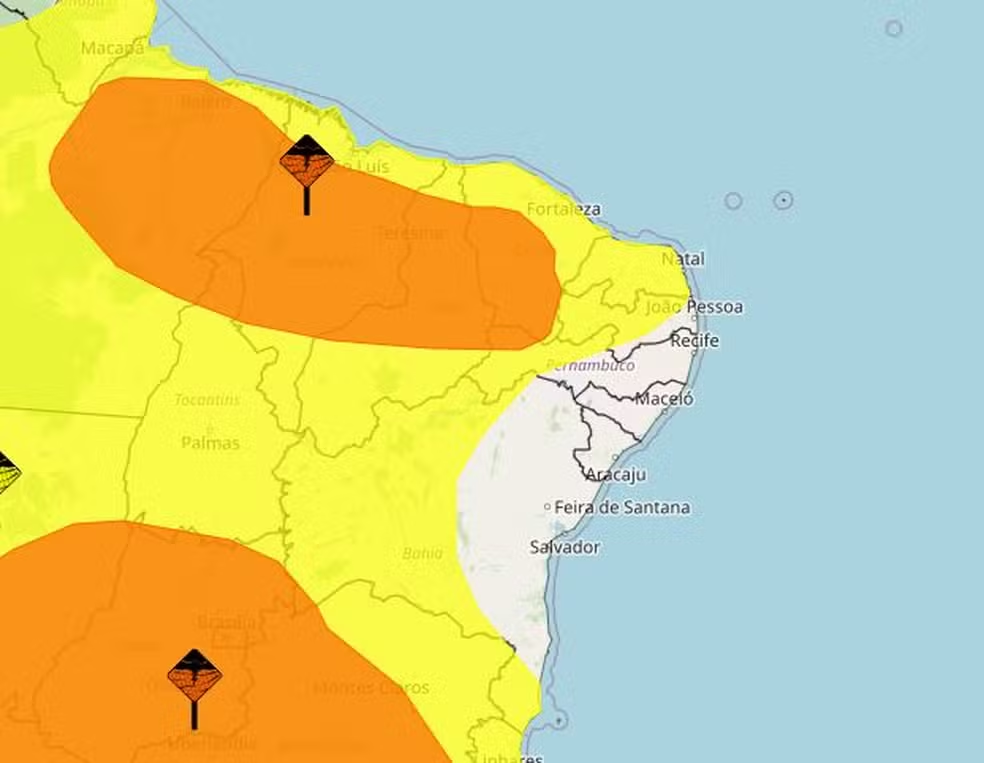Inmet alerta para chuvas intensas em todo o RN até sábado (7)