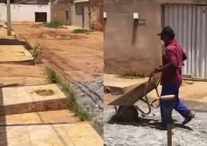 Moradores fazem reparos por conta própria em rua de Mossoró