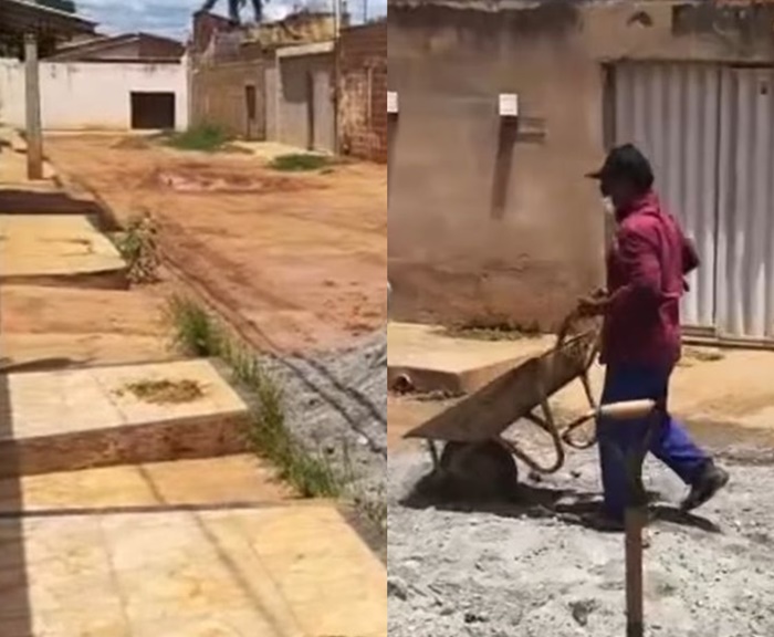 Moradores fazem reparos por conta própria em rua de Mossoró